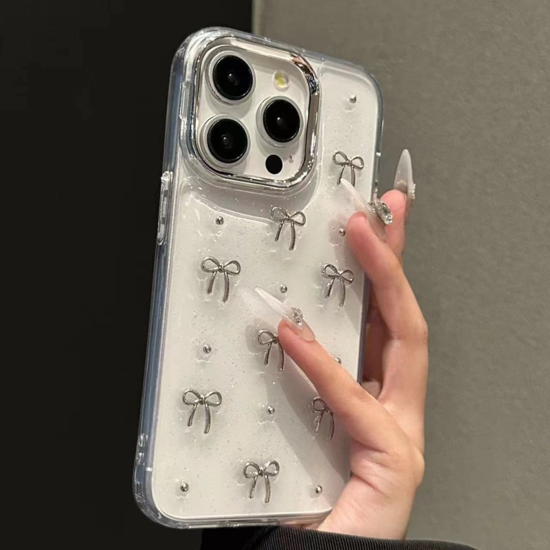 Θήκη κινητού τηλεφώνου Apple 16/15Promax για iPhone 13, Νέα 16E, Κόλλα Ins Pearl Bow, Κατάλληλη για Apple 16/15Promax, iPhone 13, Νέα 16E