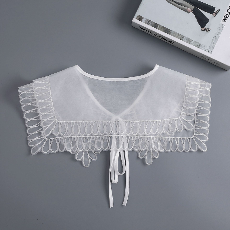 Nėriniuota maža skara moteriška vasarinė nėriniuota apykaklė, iškirpta universali su sijonu, netikra marškinių apykakle