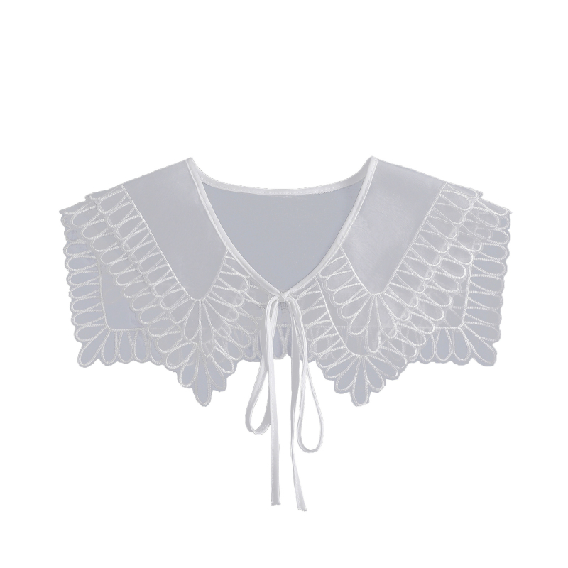 Nėriniuota maža skara moteriška vasarinė nėriniuota apykaklė, iškirpta universali su sijonu, netikra marškinių apykakle