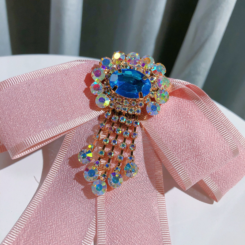 Korėjietiški JK moteriški rožiniai dvisluoksniai studentiški nišiniai marškinėliai iš lydinio sagės, kaspino aksesuaras, dekoratyvinis segtukas