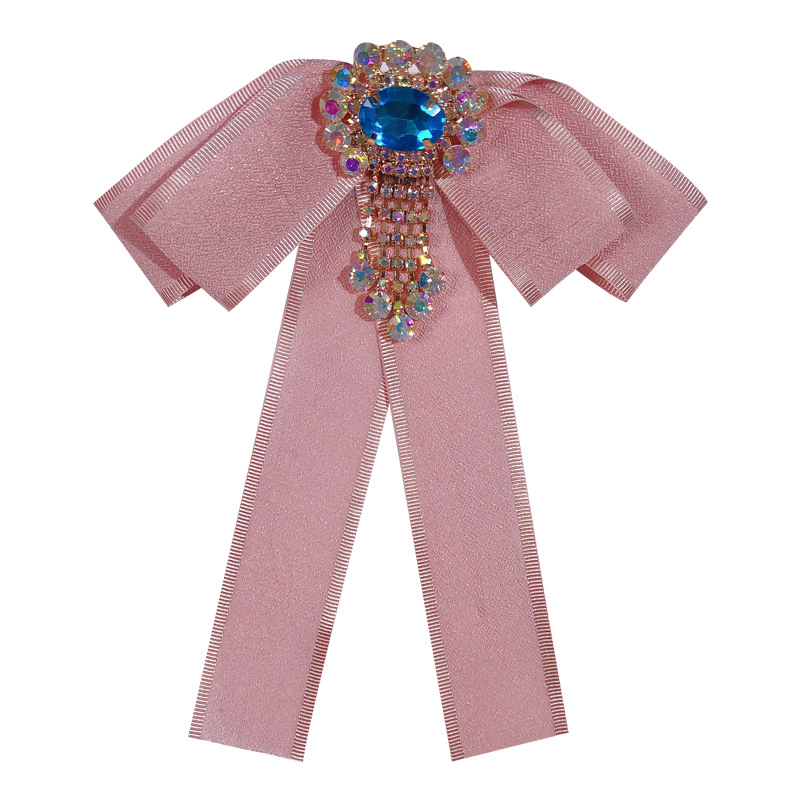 Korėjietiški JK moteriški rožiniai dvisluoksniai studentiški nišiniai marškinėliai iš lydinio sagės, kaspino aksesuaras, dekoratyvinis segtukas