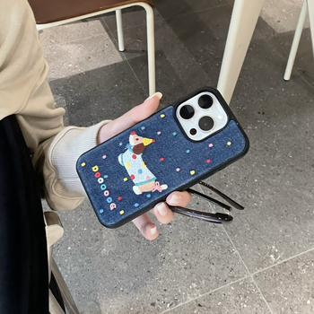 Koomiksivärvi laineliste täppidega Wachshund koera telefoniümbris, mis sobib iPhone 15Promax Apple 16Pro kaitseümbrisele