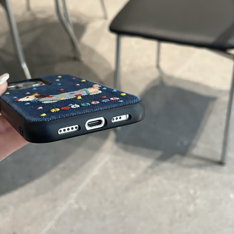 Rajzfilm színű hullámos pöttyös wachshund kutya telefontok, iPhone 15Promax Apple 16Pro védőtokhoz alkalmas