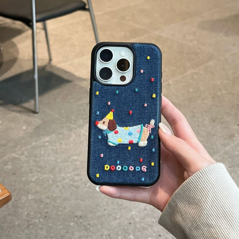 Rajzfilm színű hullámos pöttyös wachshund kutya telefontok, iPhone 15Promax Apple 16Pro védőtokhoz alkalmas