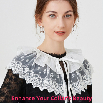 Mažas nėriniuotas moteriškas apsiaustas su vasarine balta daugiafunkcine apsauga nuo saulės su kaspino dirželiu ir apykakle