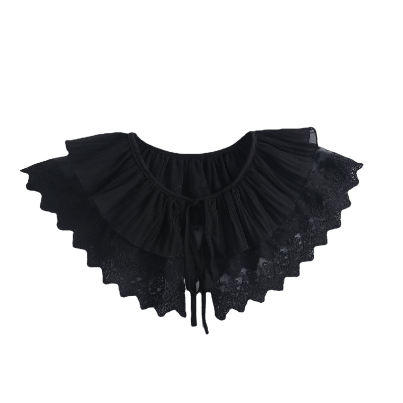 Mažas nėriniuotas moteriškas apsiaustas su vasarine balta daugiafunkcine apsauga nuo saulės su kaspino dirželiu ir apykakle