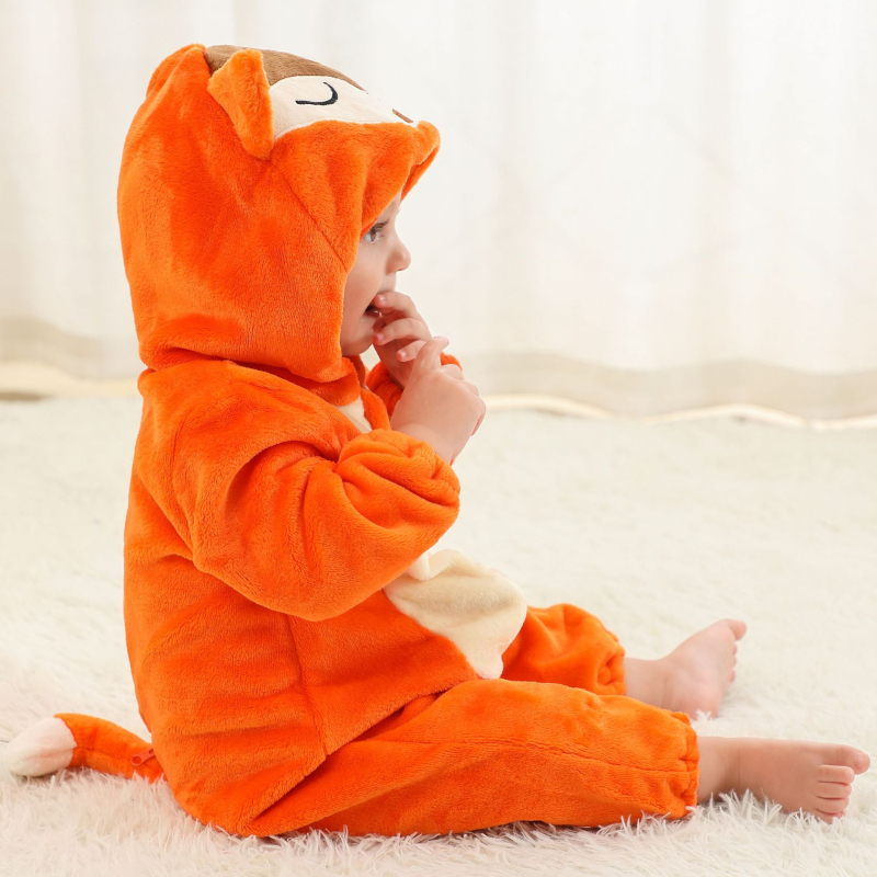 Vaikiški flaneliniai laipiojimo drabužiai, gyvūnų formos kombinezonas, lapės formos laipiojimo drabužiai, aukštos kokybės tarpvalstybiniai flaneliniai laipiojimo drabužiai