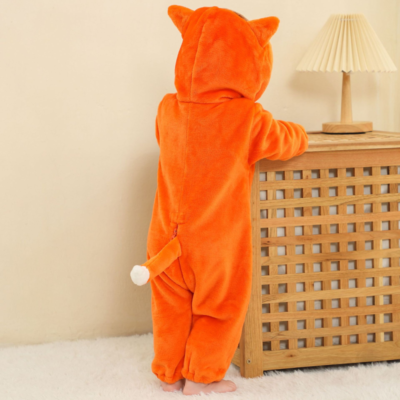 Vaikiški flaneliniai laipiojimo drabužiai, gyvūnų formos kombinezonas, lapės formos laipiojimo drabužiai, aukštos kokybės tarpvalstybiniai flaneliniai laipiojimo drabužiai