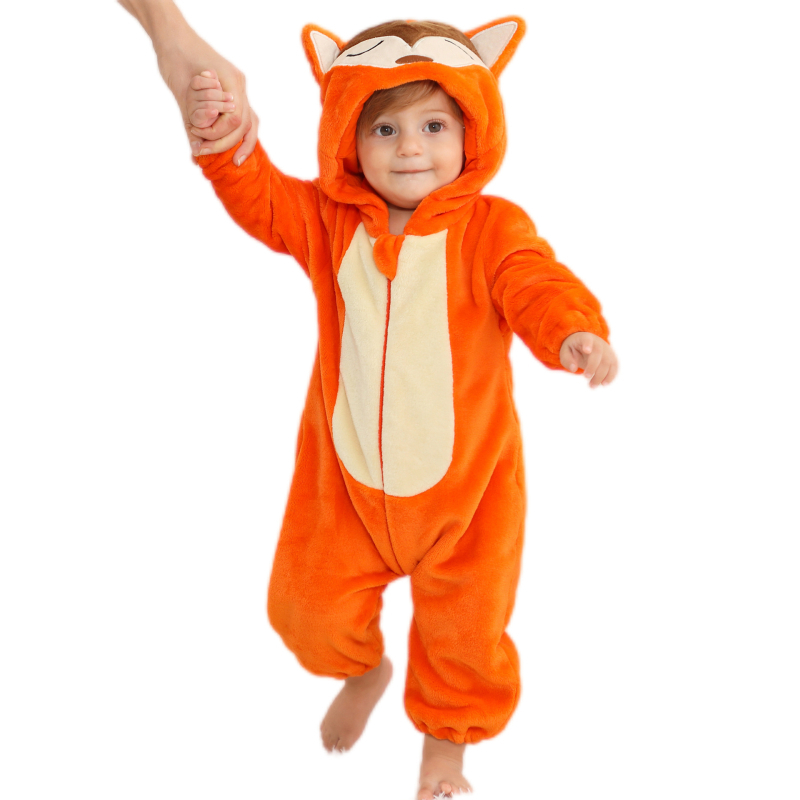 Vaikiški flaneliniai laipiojimo drabužiai, gyvūnų formos kombinezonas, lapės formos laipiojimo drabužiai, aukštos kokybės tarpvalstybiniai flaneliniai laipiojimo drabužiai