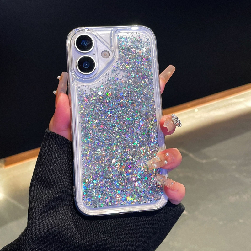 Alkalmi fehér kagylós csillagos ezüst iPhone 16/15Promax mobiltelefon tok, 14/13Pro Apple 12 készülékhez