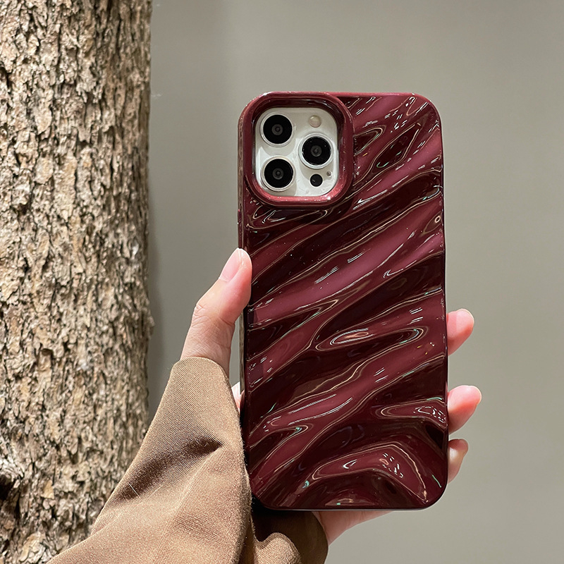 Husă de telefon mobil cu model vintage de lapte, roșu vin, cu dungi, pentru iPhone 14Pro, Apple 13, 12Pro, model de mătase