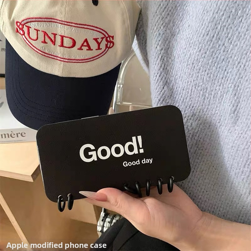 Vhodné pre mobilný telefón Apple XR až 15Pro, typ knihy, čierna, anglická verzia, puzdro na mobilný telefón Apple XR až 13Pro Ultimate Edition