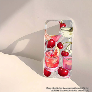 Puzdro s granátovým jablkom a čerešňami vhodné pre iPhone 11/12/13 Advanced XS a Apple 14/15/16 Promax