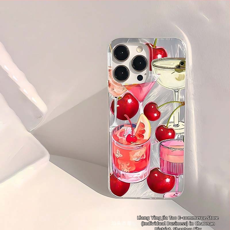 Puzdro s granátovým jablkom a čerešňami vhodné pre iPhone 11/12/13 Advanced XS a Apple 14/15/16 Promax