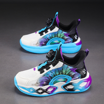 Παιδικό αναπνεύσιμο αθλητικό παπούτσι με πλέγμα 2025 άνοιξη και φθινόπωρο, νέα μεγάλα παπούτσια για αγόρια με κουμπιά, παιδικά παπούτσια μπάσκετ