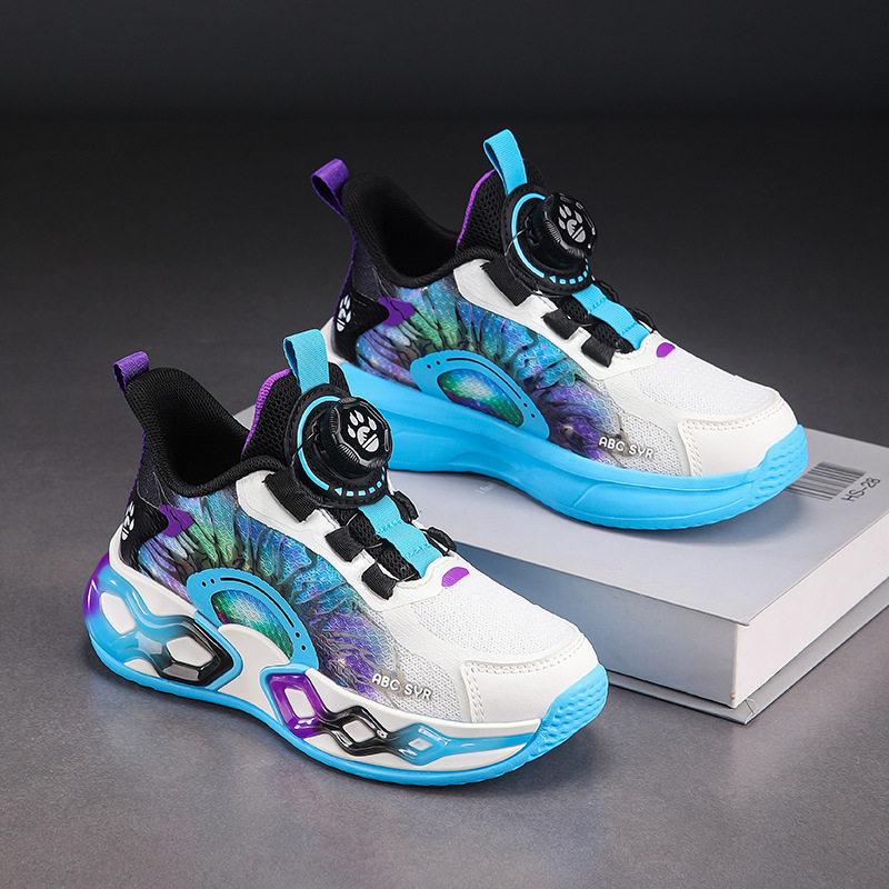 Vaikiški, kvėpuojantys tinkliniai sportbačiai 2025 m. pavasariui ir rudeniui, nauji dideli berniukiški bėgimo bateliai su sagomis, vaikiški krepšinio bateliai