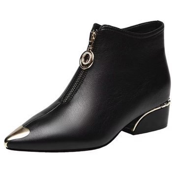 2024 m. nauji rudens ir žiemos viengubi aulinukai moteriški odiniai batai madingi patogūs korėjietiško stiliaus universalūs vidutinio kulno trumpi aulinukai storais kulnais smailūs aulinukai