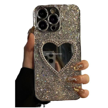 Ochranné puzdro s flitrami a galvanicky pokovovaným lepidlom na retušovanie zrkadla pre iPhone 15Pro 16Promax Apple 12