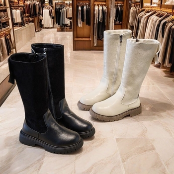 Vaikiški vidutinio aukščio aulinukai iš vamzdžio, aksominiai, 2025 m. rudens ir žiemos mergaitėms, patogūs, ilgi, universalūs, madingi, paprasti aulinukai iš vamzdžio.