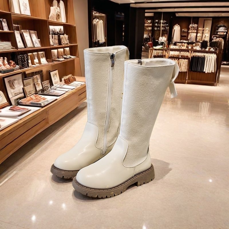 Vaikiški vidutinio aukščio aulinukai iš vamzdžio, aksominiai, 2025 m. rudens ir žiemos mergaitėms, patogūs, ilgi, universalūs, madingi, paprasti aulinukai iš vamzdžio.