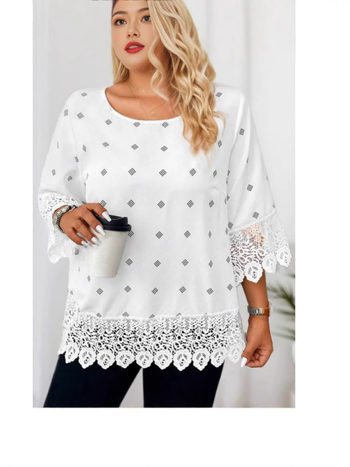 Amazon Independent Station Europska i američka prekogranična 2025 Nova ženska široka plus size majica s okruglim izrezom i printom