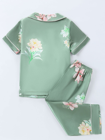 Iki 1615 m. ugniai atsparios vasaros ir pavasario vaikiškos pižamos su gėlių raštu, laisvalaikio ledo šilko namų drabužių kostiumas