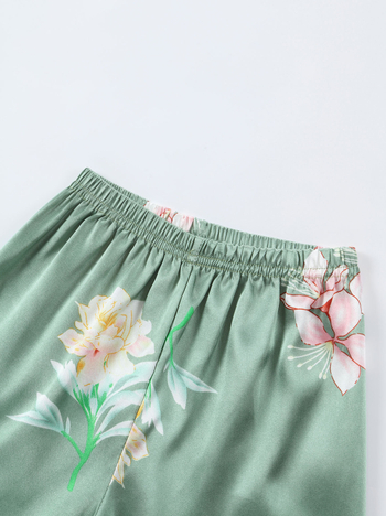 Iki 1615 m. ugniai atsparios vasaros ir pavasario vaikiškos pižamos su gėlių raštu, laisvalaikio ledo šilko namų drabužių kostiumas