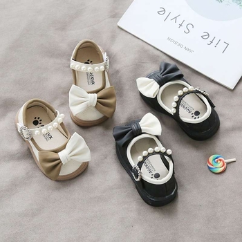 Pavasara un rudens mazuļu apavi princesēm mazi ādas apavi vienslāņa apavi mazuļu meiteņu bērnu apavi pērļu bērnu apavi elpojoši neslīdoši