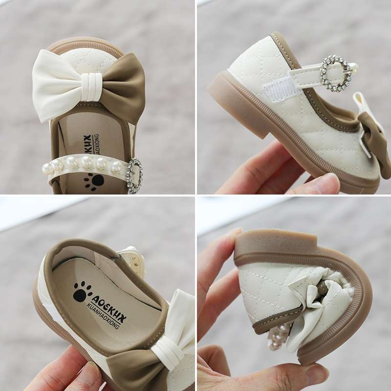 Pavasara un rudens mazuļu apavi princesēm mazi ādas apavi vienslāņa apavi mazuļu meiteņu bērnu apavi pērļu bērnu apavi elpojoši neslīdoši