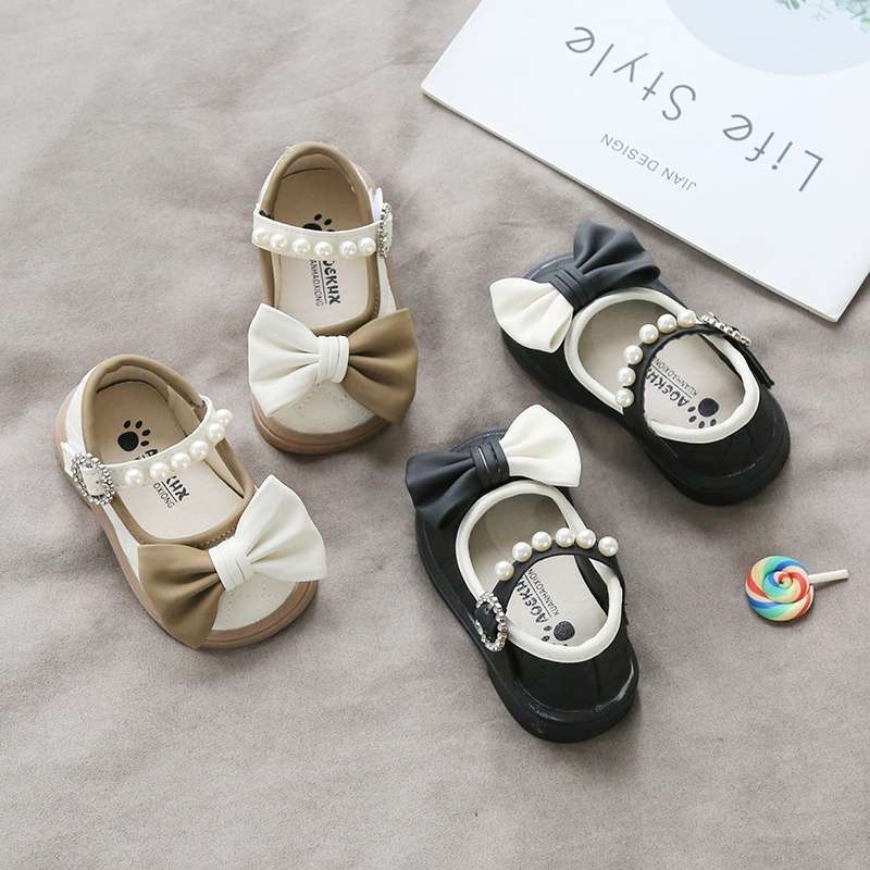 Pavasara un rudens mazuļu apavi princesēm mazi ādas apavi vienslāņa apavi mazuļu meiteņu bērnu apavi pērļu bērnu apavi elpojoši neslīdoši