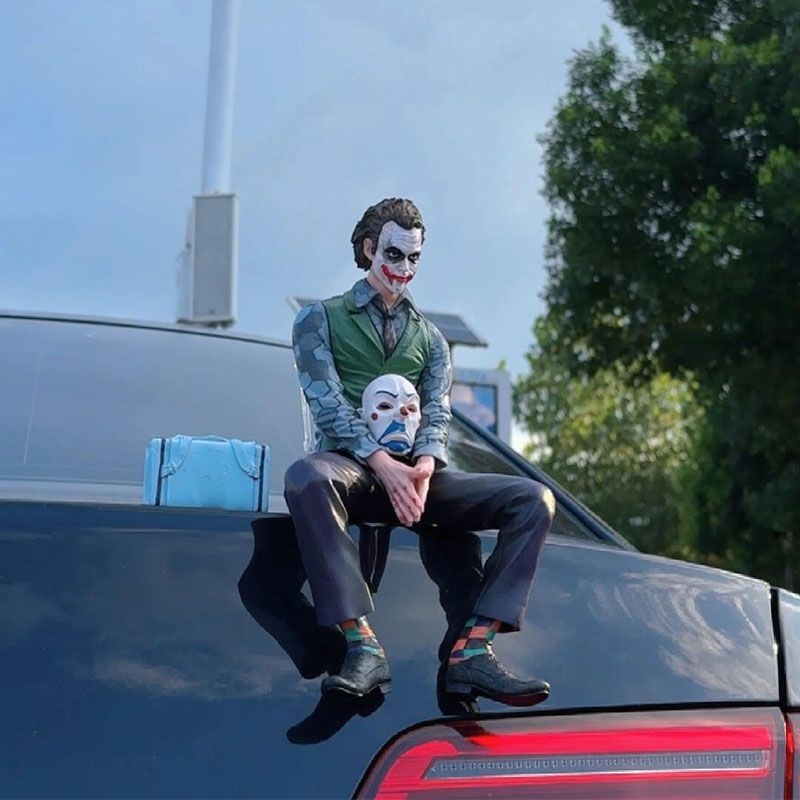 Automobilio sėdintis klounas, automobilio išorės galinė dekoracija, pakabukas, stogo lėlė, Heath Ledger modelis