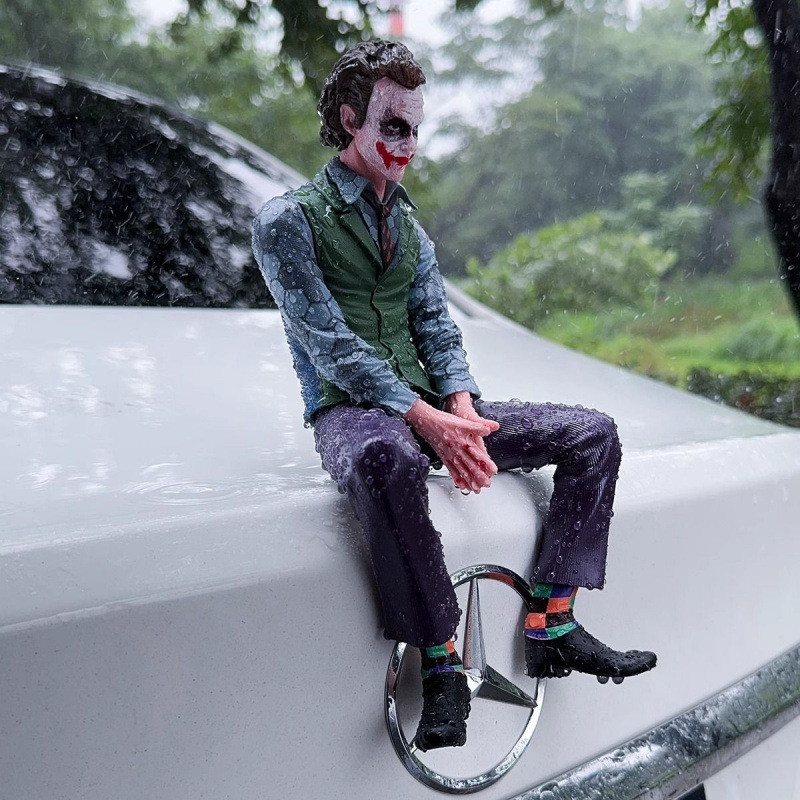 Automobilio sėdintis klounas, automobilio išorės galinė dekoracija, pakabukas, stogo lėlė, Heath Ledger modelis