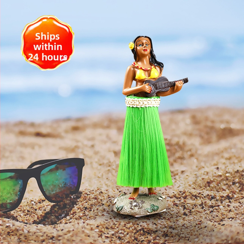 Cezhraničná hula girl havajská bábika s krúteným pásom, hula bábika s živicovou trasúcou hlavou, ozdoby na auto pre bábiky