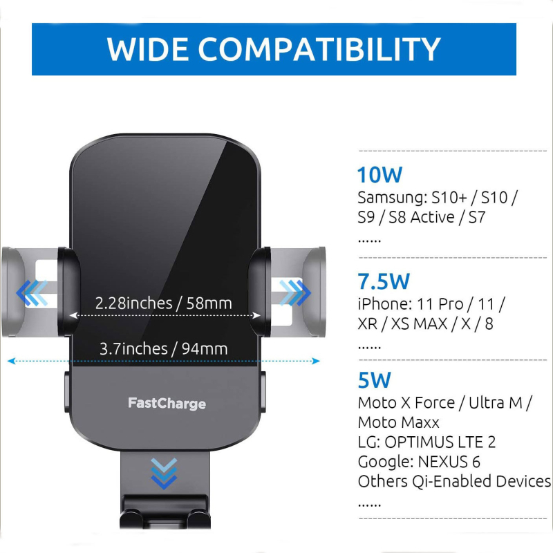 „Amazon“ populiarus oro išleidimo angos automobilio belaidis įkrovimo laikiklis 15 W greito įkrovimo automobilio mobiliojo telefono įkrovimo išmaniojo jutiklio laikiklis