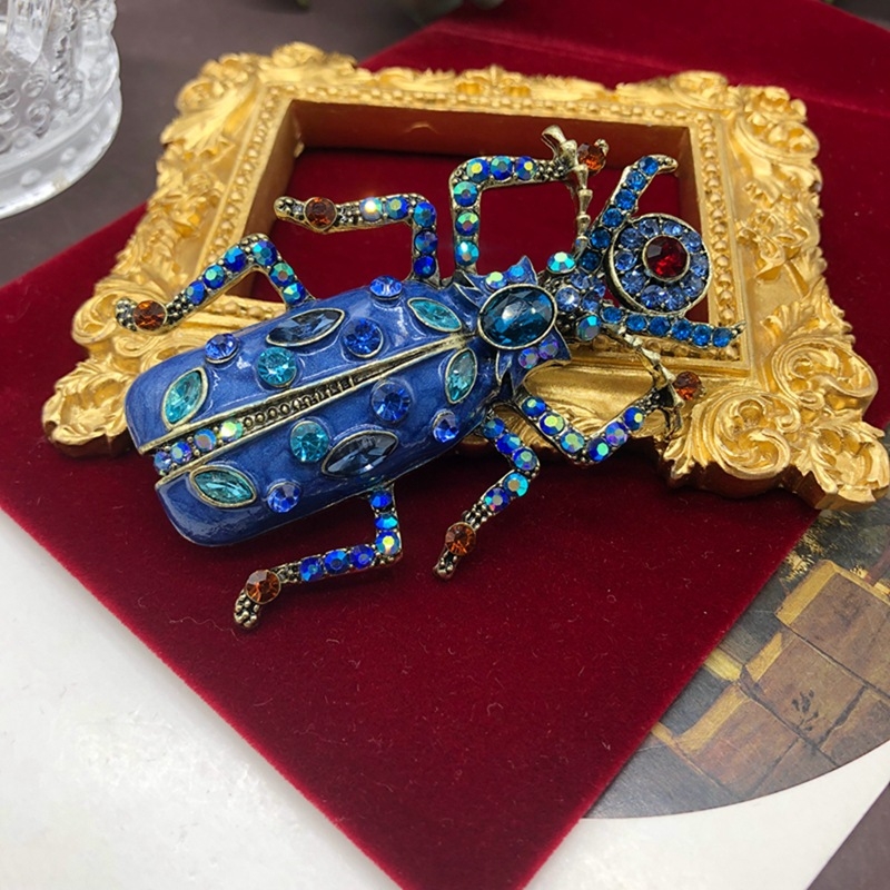 Prabangūs „Creative Micro“ safyro lašo glazūros vabalo spalvos brangakmenio deimanto paukščio segtuko retro stiliaus sendintos sagės aksesuarai