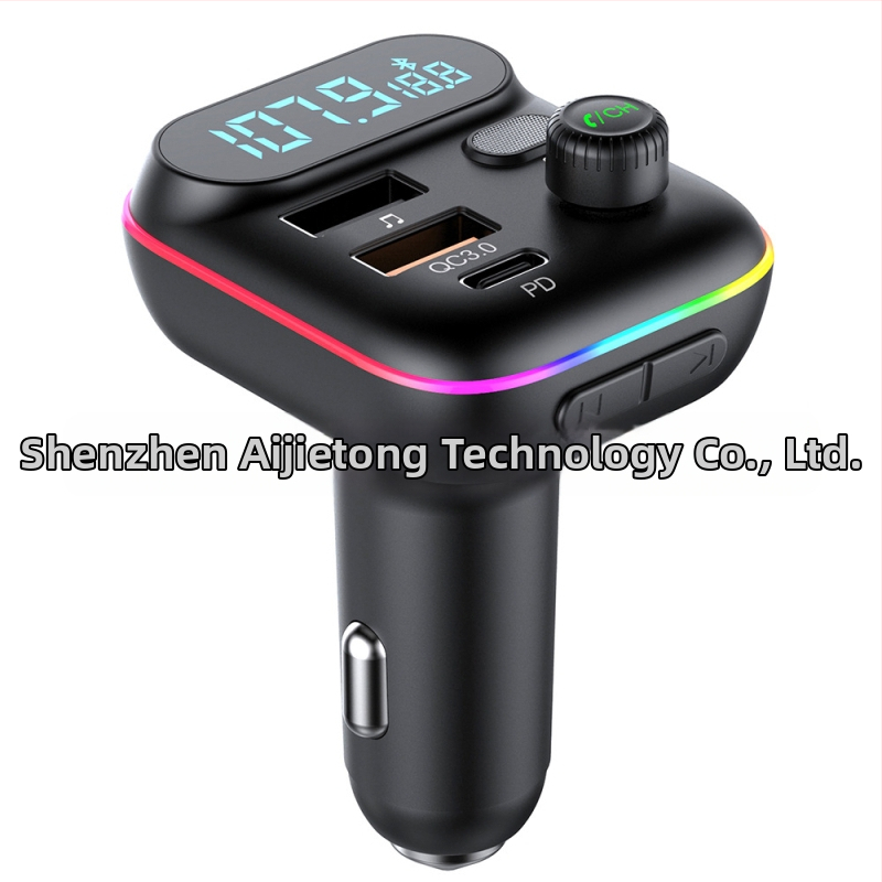 Автомобилен Bluetooth MP3 плейър FM предавател PD 18W QC3.0 бързо зареждащо зарядно устройство с цветни светлини