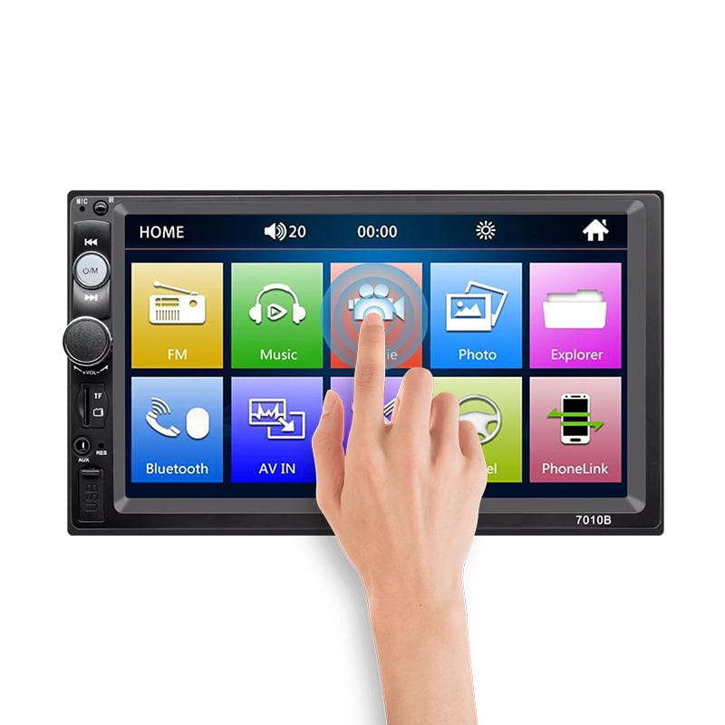 Player auto MP5 cu ecran mare de 7 inch, radio auto cu card USB, MP3, Bluetooth, sistem hands-free pentru mers înapoi, 7010B