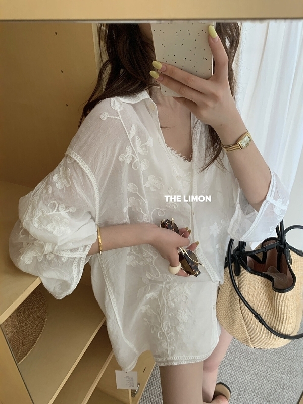 „Limon Lemon Green Tea“ vasaros mados dizainas, tingus, laisvas liekninamasis įvaizdis, universalūs siuvinėti marškinėliai nuo saulės moterims.