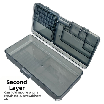 Mobiliųjų telefonų remonto darbalaukio dvigubo sluoksnio komponentų laikymo dėžutė skaitmeniniams komponentams varžtų priedai įrankių organizavimas „pasidaryk pats“ daiktų laikymas