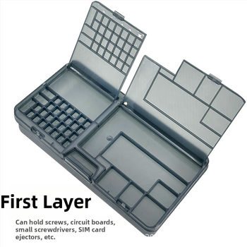 Mobiliųjų telefonų remonto darbalaukio dvigubo sluoksnio komponentų laikymo dėžutė skaitmeniniams komponentams varžtų priedai įrankių organizavimas „pasidaryk pats“ daiktų laikymas