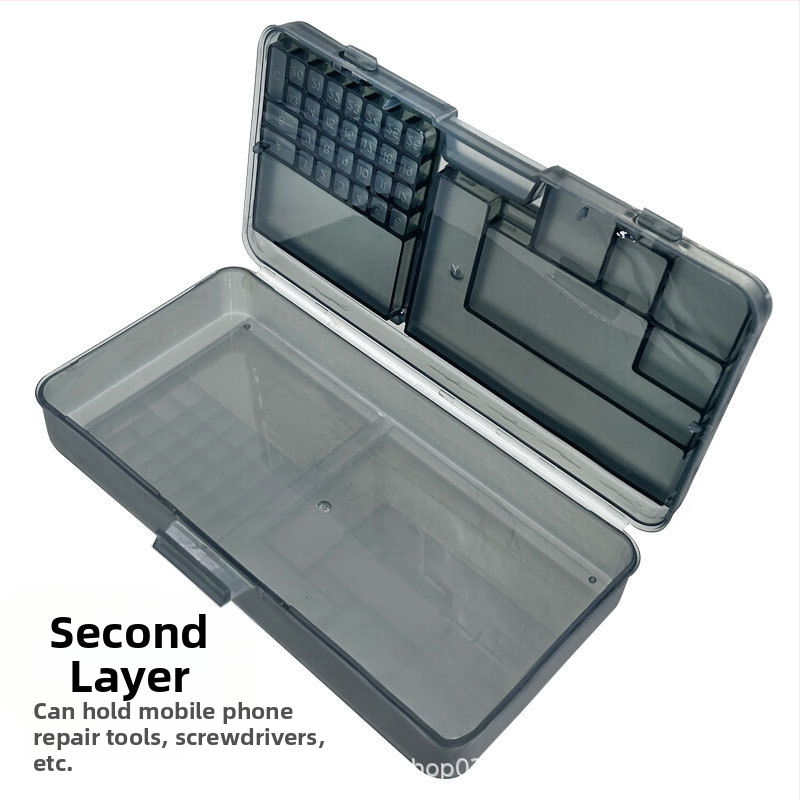 Кутия за съхранение на компоненти за ремонт на мобилни телефони, двуслойна, за цифрови компоненти, винтови аксесоари, организация на инструменти, „Направи си сам“ съхранение