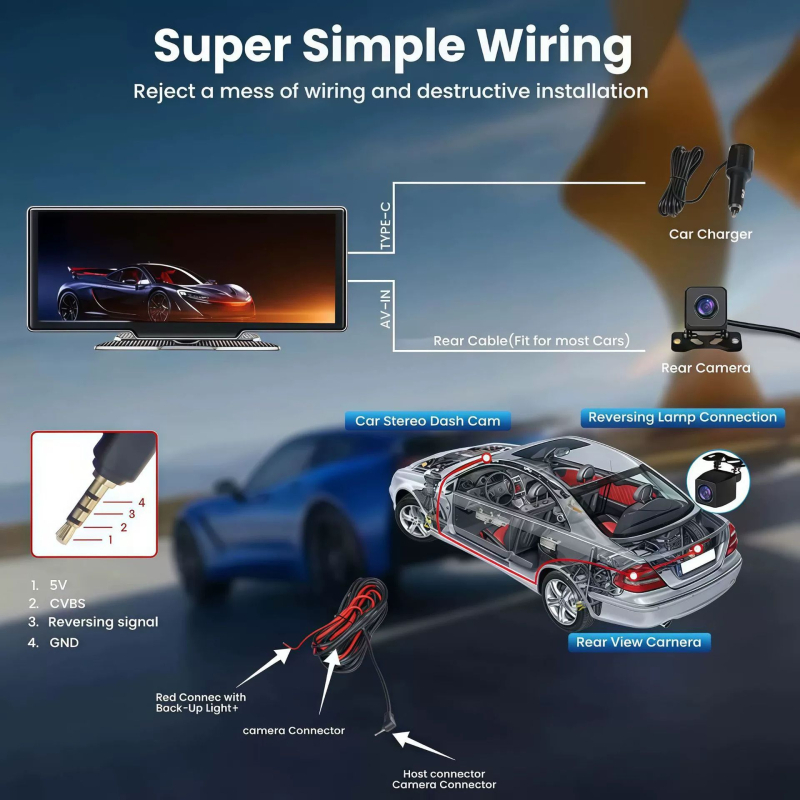 2025. gada jaunais produkts 10.26 bezvadu CarPlay gaismas sensoru automašīnas wifi navigācijas GPS automašīnas ADS braukšanas ierakstītājs