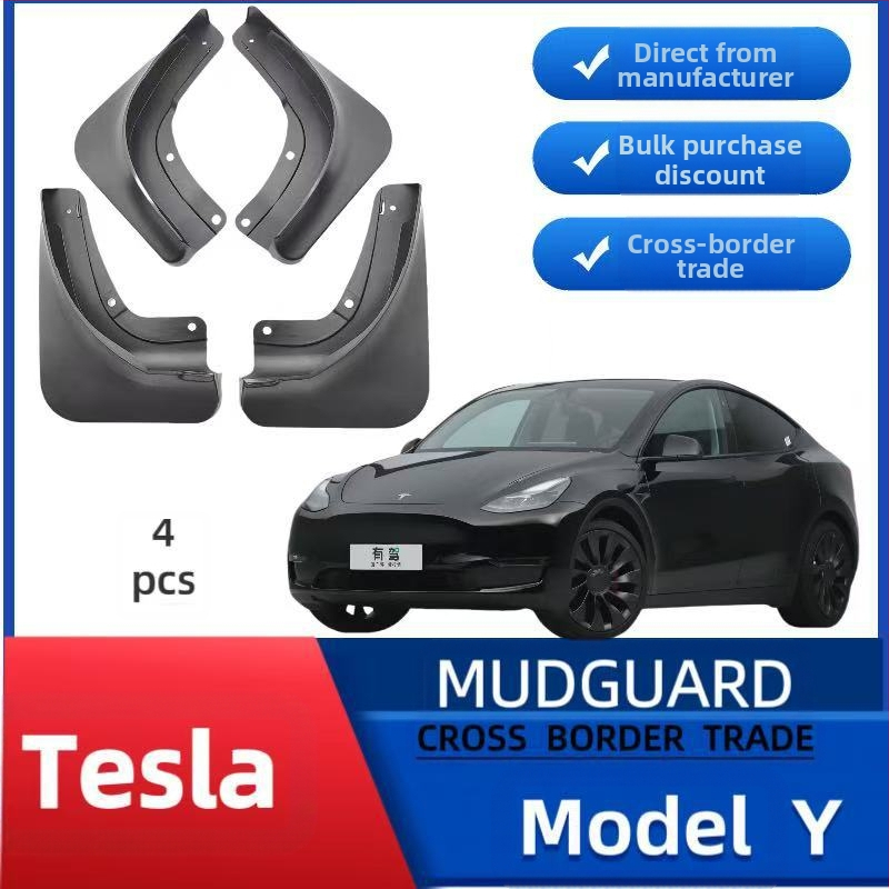 Piemērots Tesla Model Y 2021-2024 automašīnas dubļu sargam, mīksts gumijas dubļu sargs, šļakatu un ūdensnecaurlaidīgs