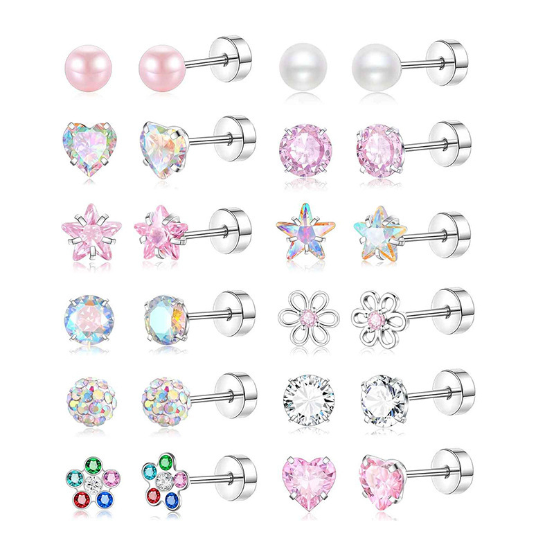 Amazon karstais jaunais 12 pāru lodīšu auskaru komplekts sieviešu auskari bērnu auskari pīrsinga rotaslietas