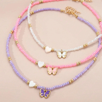 „Aliexpress“ tarpvalstybinis naujas asmeninis bohemiško stiliaus ryžių karoliukų raktikaulio grandinėlės vėrinys, universalus drugelio superfėjos vėrinys