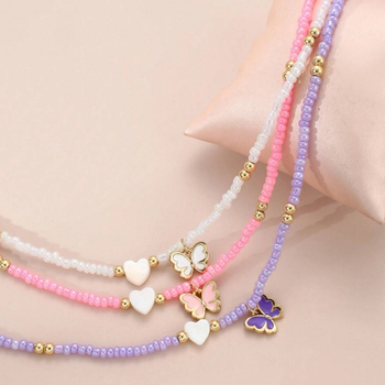 Aliexpress Cross-Border Νέο Κολιέ Εξατομικευμένο Μποέμ Στυλ Ρυζιού Χάντρα Κλειδαριάς Αλυσίδα Ευέλικτο Κολιέ Super Fairy Πεταλούδας