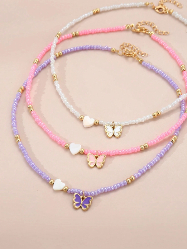 „Aliexpress“ tarpvalstybinis naujas asmeninis bohemiško stiliaus ryžių karoliukų raktikaulio grandinėlės vėrinys, universalus drugelio superfėjos vėrinys