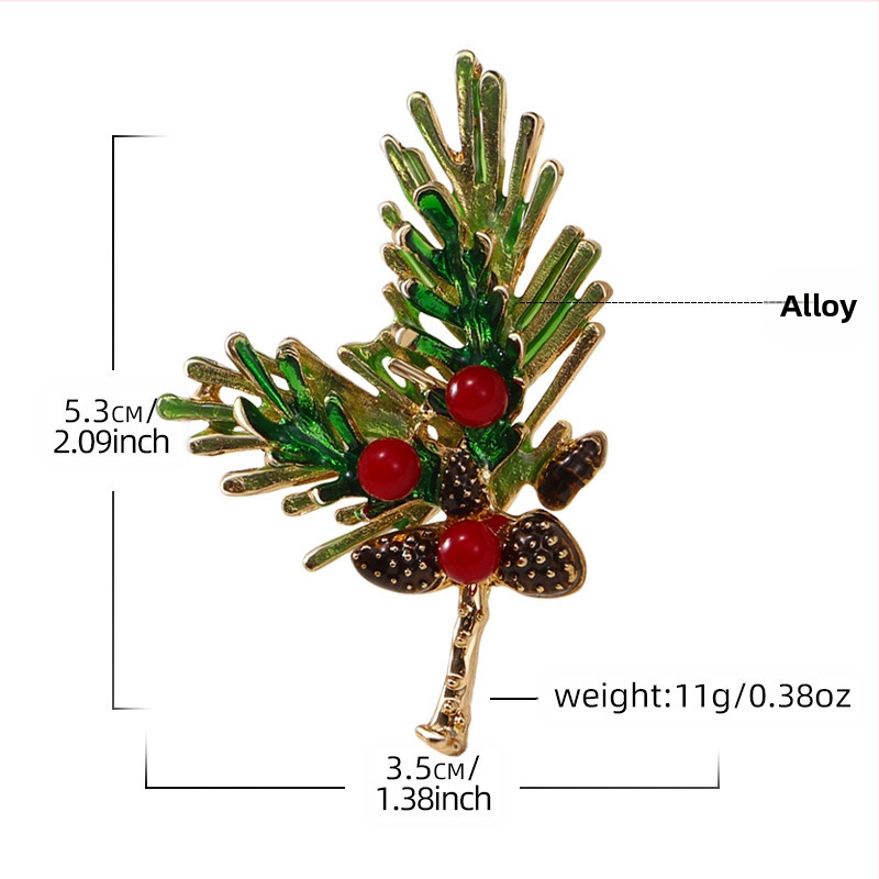 Vianočná brošňa z kvapiek z liatiny, nové listy z borovicových šišiek, módne sviatočné listy, veľkoobchodné špendlíky