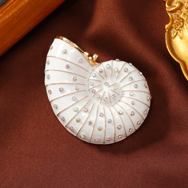 Broșă scoică vintage, modă vintage, mijlociu, antic, melc, ac, picurare ulei, diamant, accesorii vestimentare de înaltă calitate
