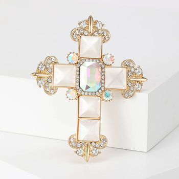 Ιαπωνική και Κορεάτικη Μόδα Vintage Σταυρός με Στρας Καρφίτσα Μπαρόκ Στυλ Διακριτικό Κοστούμι Παλτό Κομψό Πουλόβερ Αξεσουάρ